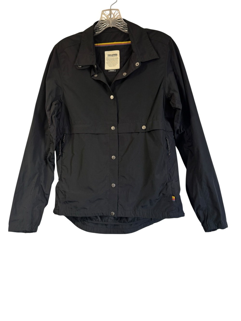 Fjallraven X Specialized Riders Wind Jacket Black Womens Size Small Snap Up Bik